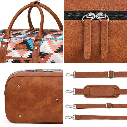 Vista 126 de IBFUN Bolsas de fin de semana para mujer, bolsa grande de lona para viaje, bolsa de viaje con compartimento para zapatos, 21 pulgadas, juego de 3