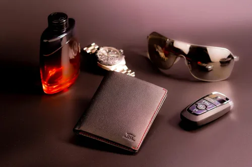 Vista 8 de Mush & Bow Sirius - Cartera para hombre, bloqueo RFID, plegable y delgada, Negro -, Minimalista
