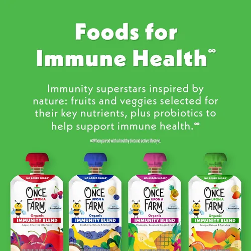 Vista 8 de Once Upon a Farm Mezcla de inmunidad de espirulina de plátano y mango orgánico, bolsa de 3.2 onzas