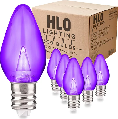 Vista 21 de Enchufe de iluminación navideña LED liso C7 verde azulado bombillas de repuesto para enchufes E12, grado comercial de bajo consumo, 2 bombillas