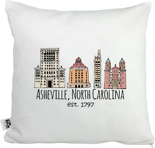 Vista 13 de Moonlight Makers, AVL, Asheville North Carolina, Decorative Pillow Case, 100% Cotton Canvas Pillowcase, Farmhouse Decor, Gift for Home, Funny Design