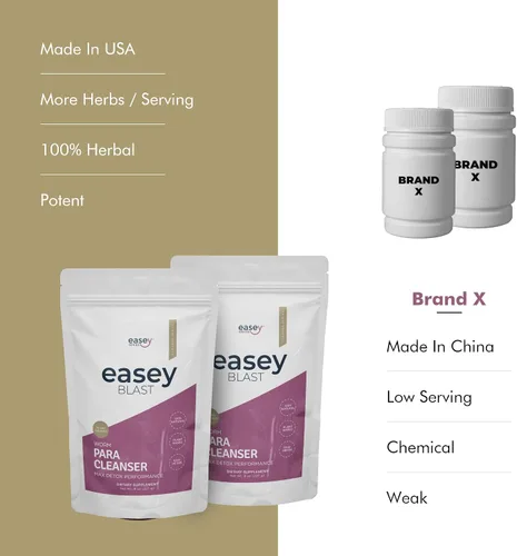 Vista 3 de Easey Blast Para-Cleanse, suplemento de salud intestinal de 10 días con semillas de calabaza, ajenjo, nogal negro, ajo y más, 8 onzas en polvo