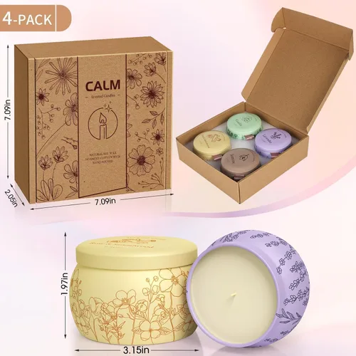 Vista 2 de Juego de velas perfumadas de regalo para mujeres, 17.6 onzas, paquete de 4