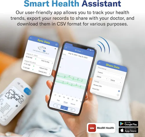 Vista 2 de Alcedo Monitor de presión arterial Bluetooth para uso doméstico, máquina inteligente precisa de presión arterial superior con puño de amplio rango
