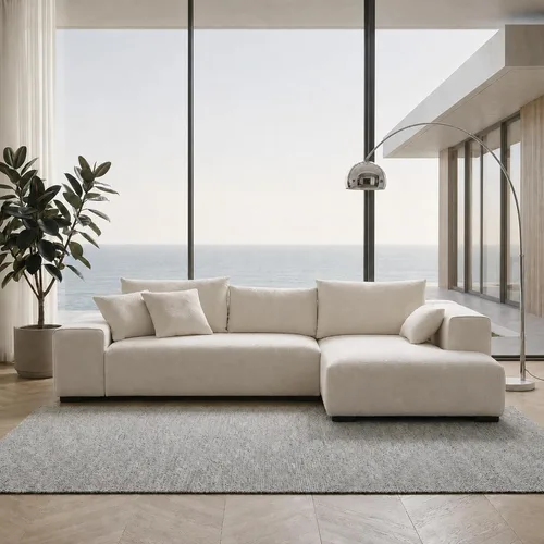 Vista 12 de Acanva Conjunto de sofá seccional modular moderno y extragrande en forma de L para sala de estar, estilo minimalista cómodo de 4 asientos, sofá