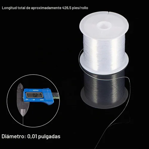 Vista 3 de Pandahall - 1 rollo de alambre transparente de hilo de nylon para pesca, color blanco.