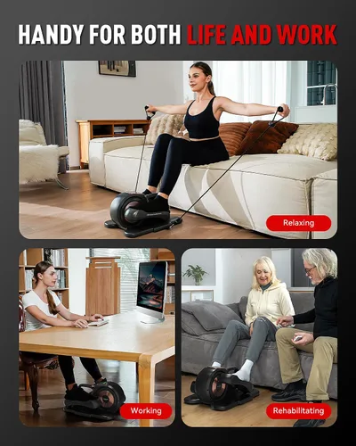 Vista 2 de HARISON Under Desk Elliptical Machine with Multi-Functional LCD Display, Ellipse Leg Exerciser for Seniors with 12-Level Adjustable Speed and