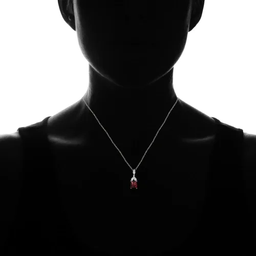 Vista 4 de Ice Gems Elección de plata de ley de piedras preciosas creadas o genuinas y topacio blanco corte esmeralda collar de gota