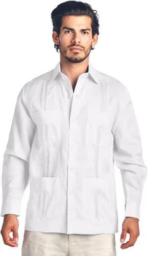 Vista 8 de Camisa Guayabera clásica de mezcla de polialgodón de manga larga