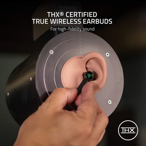 Vista 2 de Razer Hammerhead True Wireless Pro - Auriculares Bluetooth para gaming: certificados THX, cancelación activa de ruido híbrida avanzada, baja