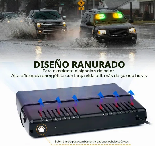 Vista 5 de Xprite Luces estroboscópicas de emergencia 2 en 1 de alta intensidad con 32 LED para salpicadero, luz intermitente interior para parabrisas con Ámbar
