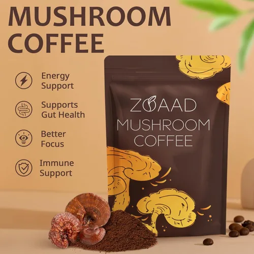 Vista 4 de Café de hongos, 6 hongos orgánicos con melena de león y café Cordyceps para energía sostenida, enfoque mental, digestión y apoyo inmunológico, café