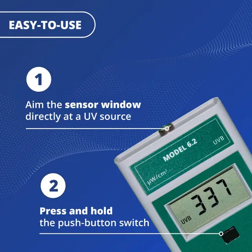 Vista 3 de Solarmeter - Modelo 6,2, medidor sensible UVB para terrarios, medidas 280 – 320nm con rango de 0-1999 µw/cm² .Total UVB.