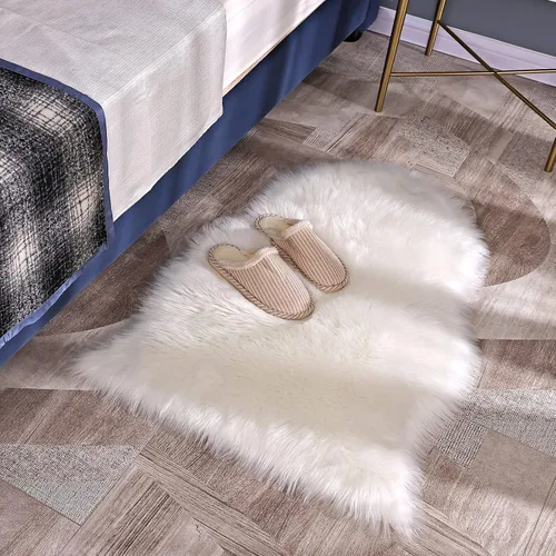 Vista 6 de Alfombra de pelo de oveja sintética QHWLKJ suave y esponjosa para sillón o sofá, mantita tipo alfombra para el sofá, el dormitorio, salón, suelo