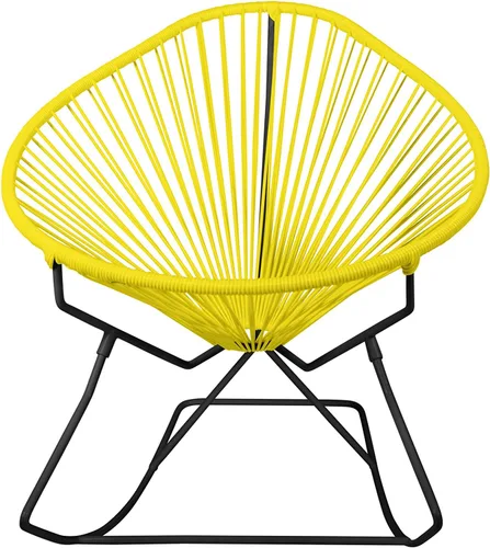 Vista 33 de Innit Designs Acapulco - Silla mecedora con estructura cromada, color turquesa, tejido naranja Verde