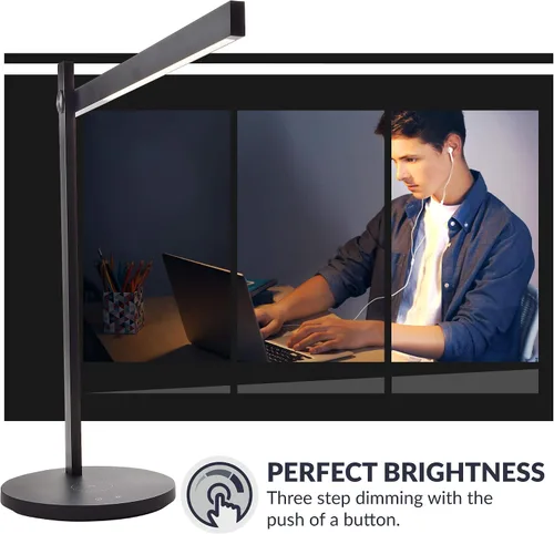Vista 4 de Newhouse Lighting Adonis Lámpara de escritorio LED moderna de metal blanco regulable y ajustable con temperatura de color de bajo consumo