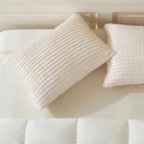 Vista 20 de WARMDERN - Fundas de almohada beige tamaño queen, fundas de almohada estándar, juego de 6 fundas de almohada de microfibra suave, textura boho