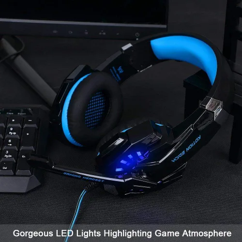 Vista 7 de Audífonos gamer BlueFire para PlayStation 4 PS4, tablets, teléfonos iPhone 66s6 plus5s5c5, conector de 3,5 mm con luz LED de micrófono (color rojo)
