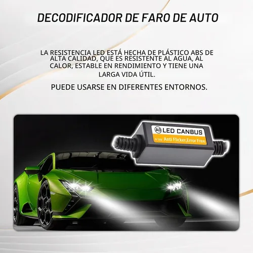 Vista 3 de 2 piezas de decodificador de faros LED para automóvil, kit de conversión de resistencia de intermitentes HID LED 9006/9005, decodificador