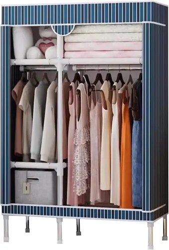 Vista 12 de large closets Portable Wardrobe Closet with Pattern Cloth Cover Closets for Bedroom Hanging Closet Saves Space Steel Rack Large Closet Space-saving