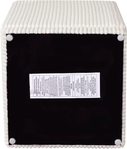 Vista 8 de Joveco Taburete otomano cuadrado tapizado de terciopelo, taburete de maquillaje para dormitorio, sala de estar (terciopelo blanco crema)