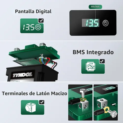 Vista 5 de TYKOOL LFP4L-BS-STD - Batería de litio de 12 V, sustituye a YTX4L-BS, 140CCA 3Ah, se adapta a ATV motocicleta, scooter, cortacésped, compatible