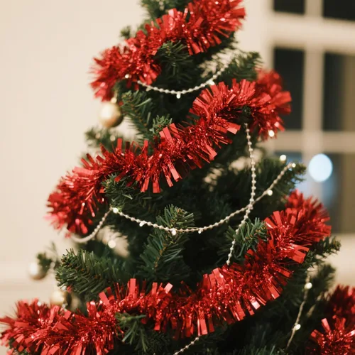 Vista 7 de Guirnalda de Oropel para Árbol de Navidad de 25 Pies, Guirnalda Metálica Trenzada, Serpentina de Papel de Aluminio Brillante para Carrozas