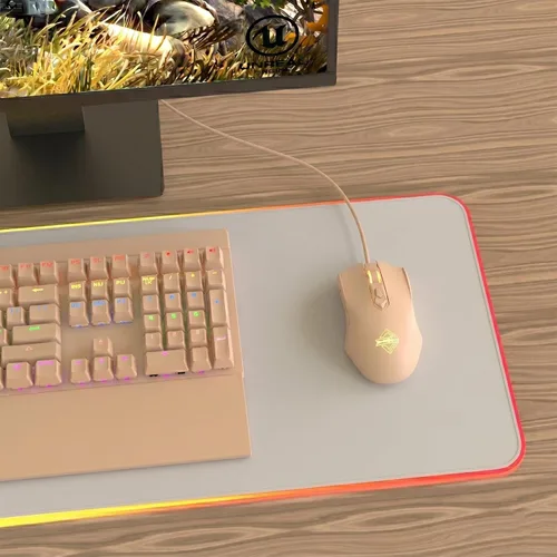 Vista 4 de Lomiluskr Ratón para juegos con cable RGB AJ52, 7 botones programables, ratones de computadora con iluminación RGB, 200-4800 DPI ajustable