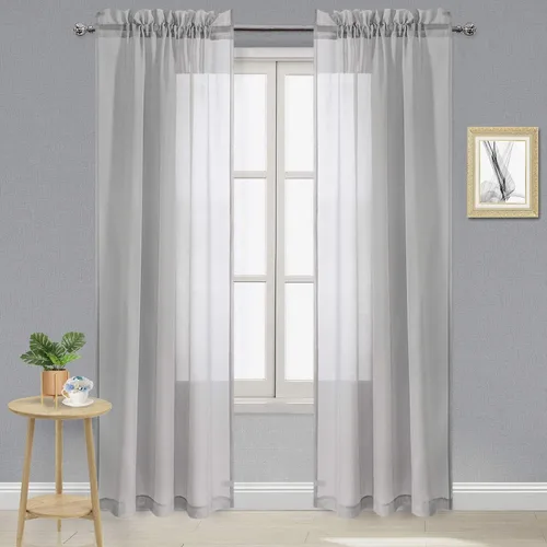 Vista 123 de DWCN Cortinas Transparentes Aqua de Voile Semitransparente con Bolsillo para Barra para Dormitorio y Sala de Estar, 36 x 36 pulgadas de Largo, Juego