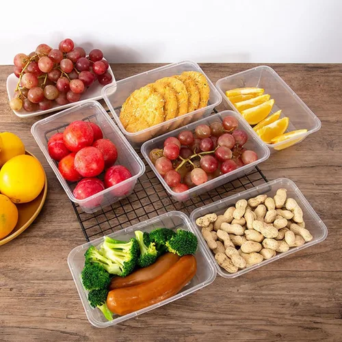 Vista 5 de 120 recipientes de plástico para preparación de comidas con tapas, contenedores desechables transparentes de 25 onzas para almacenamiento