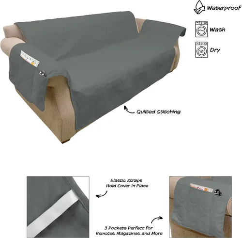 Vista 2 de PETMAKER - Fundas protectoras de muebles para mascotas, fundas de sofá 100 % impermeables para perros o gatos, funda de sofá de 3 cojines