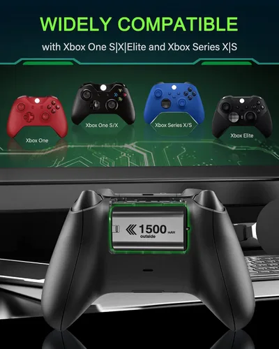Vista 6 de Noiposi Paquete de baterías recargables para Xbox One paquete de 4 baterías recargables de 1500 mAh Xbox One paquete de baterías con cargador