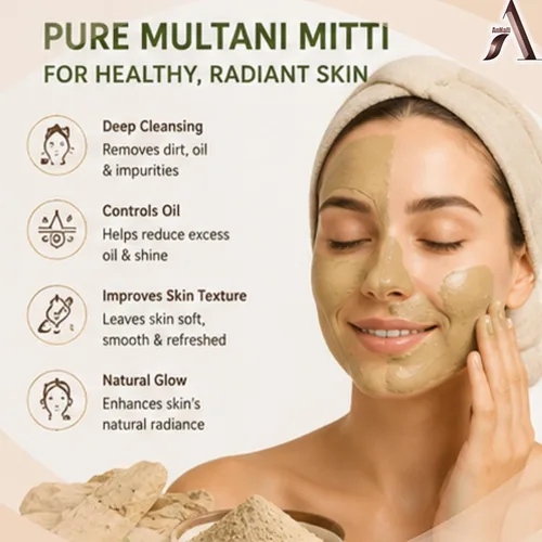 Vista 5 de AnNafi Mitti natural Multani orgánico para la cara Fullers Earth - Trozos enteros de piedra Paquete facial de belleza 100% orgánico con brillo