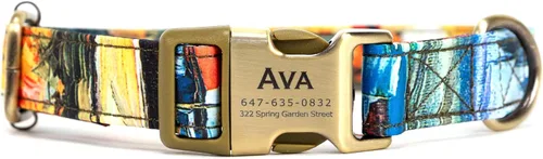 Vista 28 de Collar de perro personalizado con nombre y número de teléfono grabado, collar ajustable personalizado para cachorros, collar de algodón orgánico