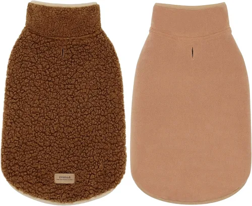 Vista 10 de cyeollo Sherpa - Abrigo reversible para perros pequeños, color rosa, talla S Warm Fleece Winter Sweater, Turtleneck Pet Vest, Adjustable Fit, Easy