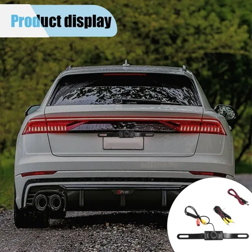 Vista 6 de Cámara de respaldo para matrícula de automóvil, cámara de visión trasera gran angular de 170 grados, 8 luces LED infrarrojas, cámara de visión