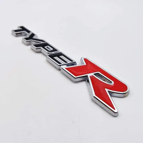 Vista 5 de Emblema de Coche de Metal Cromado con Logo Type-R, Insignia Deportiva de Carreras 3D Premium, Calcomanía Adhesiva de Poder Turbo (Negro y Rojo)