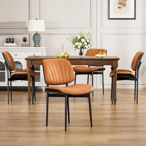 Vista 14 de YaFiti Juego de 2 sillas de comedor, sillas de comedor y cocina modernas de mediados de siglo, sillas tapizadas de piel sintética con diamantes