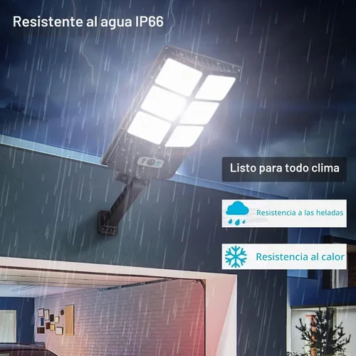 Vista 3 de Luces solares de 150 W impermeables para exteriores, 8000 lúmenes, luces solares LED de inundación, sensor de movimiento al aire libre con control