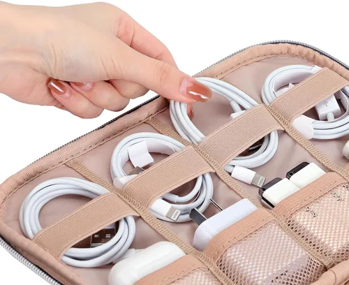Vista 3 de BELALIFE Organizador electrónico, bolsa portátil para cables de viaje, almacenamiento técnico para cable, cargador, teléfono, auriculares, disco