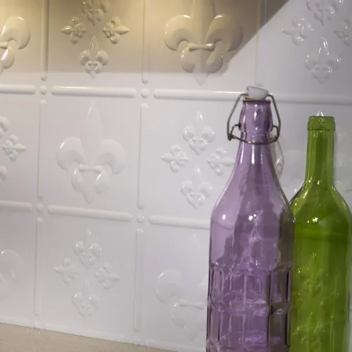 Vista 4 de FASÄDE Fleur de Lis - Kit decorativo de vinilo para salpicaduras de 15 pies cuadrados, color blanco brillante
