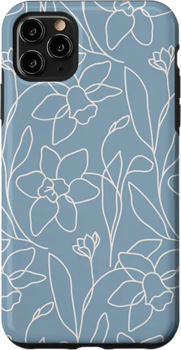 Vista 13 de Poppy Flower Line Art Modern Leaves Boho Light Blue Case for iPhone 17
