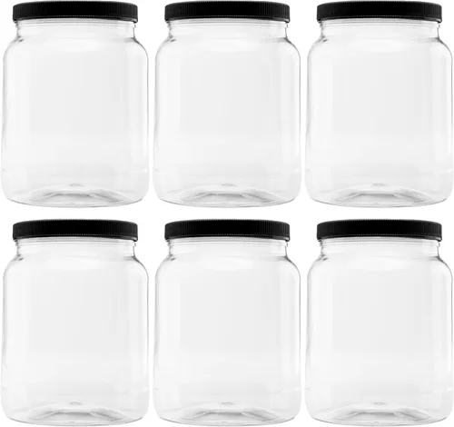 Vista 31 de Tarro de plástico de 64 oz (1/2 galón), tapa blanca, paquete de 1