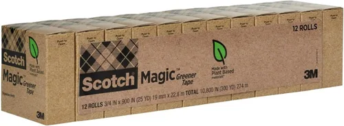 Vista 2 de Scotch Cinta Mágica Ecológica, Cinta Invisible para Fijar Papel, Suministros de Oficina y Suministros de Regreso a la Escuela, 0.75 pulg. .x 900