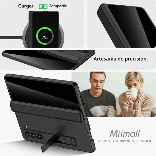 Vista 7 de Miimall Funda para Samsung Galaxy Z Fold 5 con protector de pantalla de privacidad, soporte ajustable integrado y protección magnética de bisagra