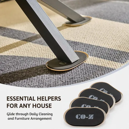 Vista 6 de CO-Z Deslizadores grandes para muebles, paquete de 4, deslizadores ovalados reutilizables de 6 x 9 1/2 pulgadas para alfombras, deslizadores