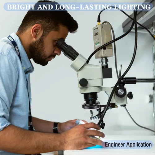 Vista 5 de TreochtFUN - Iluminador ajustable con anillo de luz LED para microscopio 144 Microscope Light Source for Lab Stereo ,with Industry Power Adapter