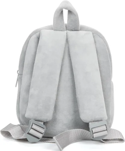 Vista 2 de HONGTEYA Mochila de felpa suave para niños pequeños, Rosado, Cara de gato