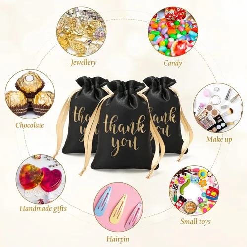 Vista 4 de Sieral 50 bolsas de regalo de satén con cordón para joyas, bolsas para dulces para el día del padre, boda, baby shower, despedida de soltera, fiesta