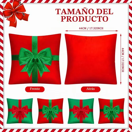 Vista 2 de Kingdder 4 Fundas de Almohada de Navidad Fundas de Almohada Xmas Estilo Caja de Regalo Fundas de Almohadas de Navidad Vacaciones de Invierno